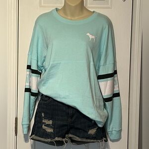 Victoria Secret PINK long sleeve shirt Tiffany blue